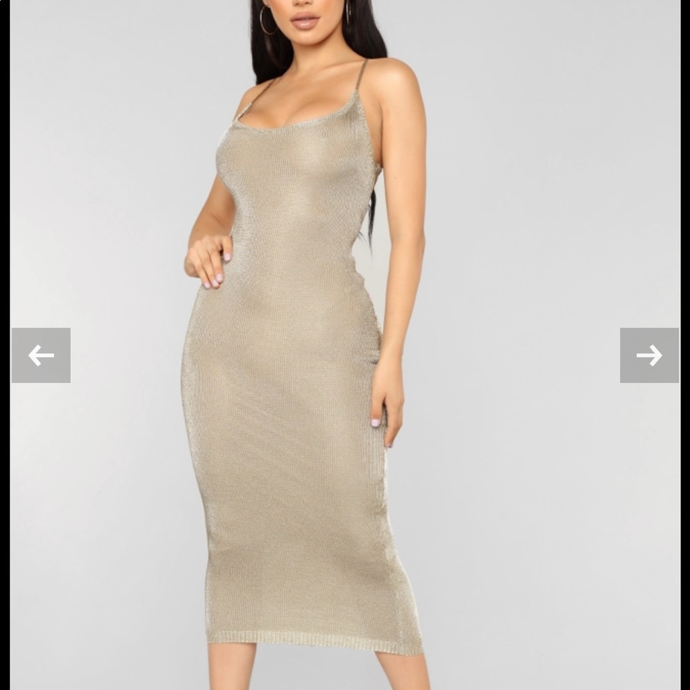 Fashion Nova Nude/Glitter/Gold Dress